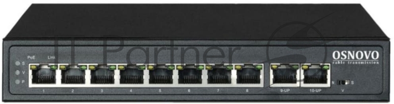 Коммутатор Passive PoE коммутатор, 8*10/100 Base-T+ 2*10/100 Base-T Uplink, до 30W на порт