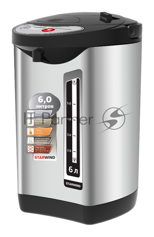 Термопот Starwind STP5401 6л. 800Вт черный/серебристый