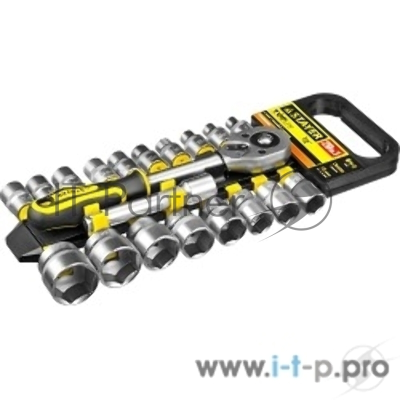 Набор STAYER STANDARD: Торцовые головки (1/2) на пластиковом рельсе, трещотка, удлинитель, 8-32мм, 20 предметов 27750-H20