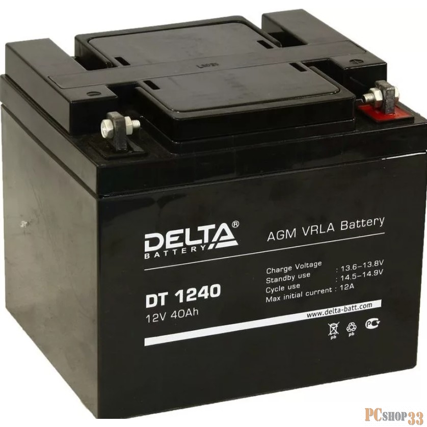 батареи Delta DT 1240 (40 Ач, 12В) свинцово- кислотный аккумулятор