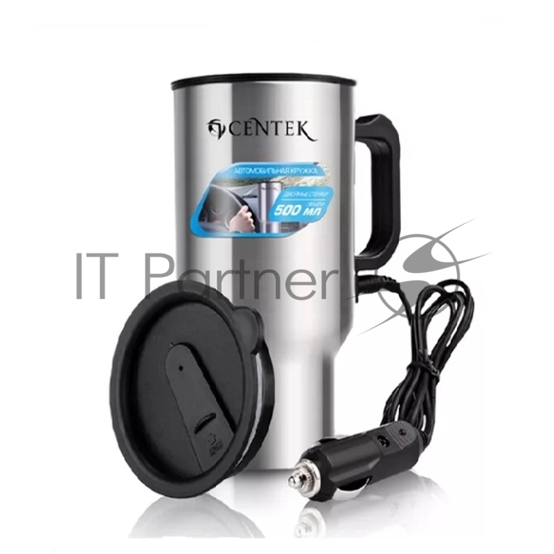 Автомобильная термокружка Centek CT-0090 35Вт, 500мл, сталь, работа от прикуривателя, гермет. крышка