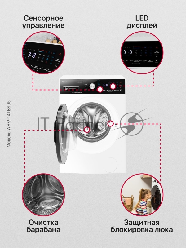 Стиральная машина Hansa WHK9141BSD5 класс: A+++ загр.фронтальная макс.:9кг белый