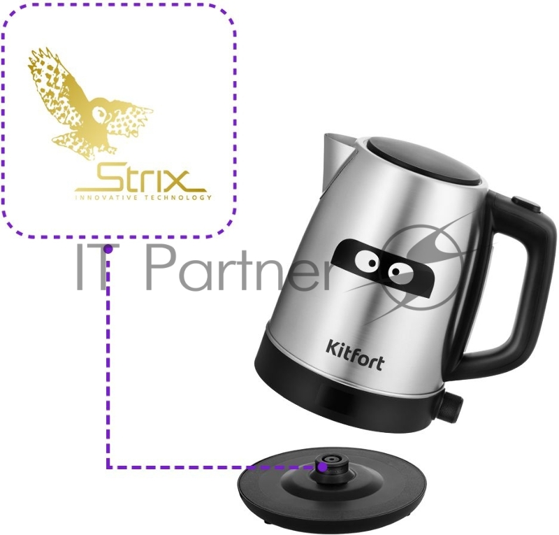 Чайник электрический Kitfort КТ-6142 1.7л. 2200Вт нержавеющая сталь/черный (корпус: нержавеющая сталь)