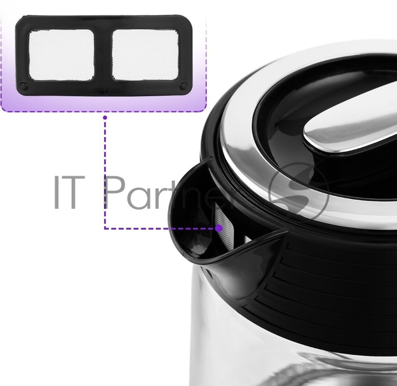 Чайник электрический Kitfort КТ-6141 1.7л. 2200Вт черный (корпус: стекло)