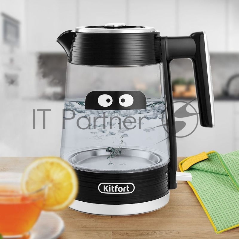 Чайник электрический Kitfort КТ-6141 1.7л. 2200Вт черный (корпус: стекло)