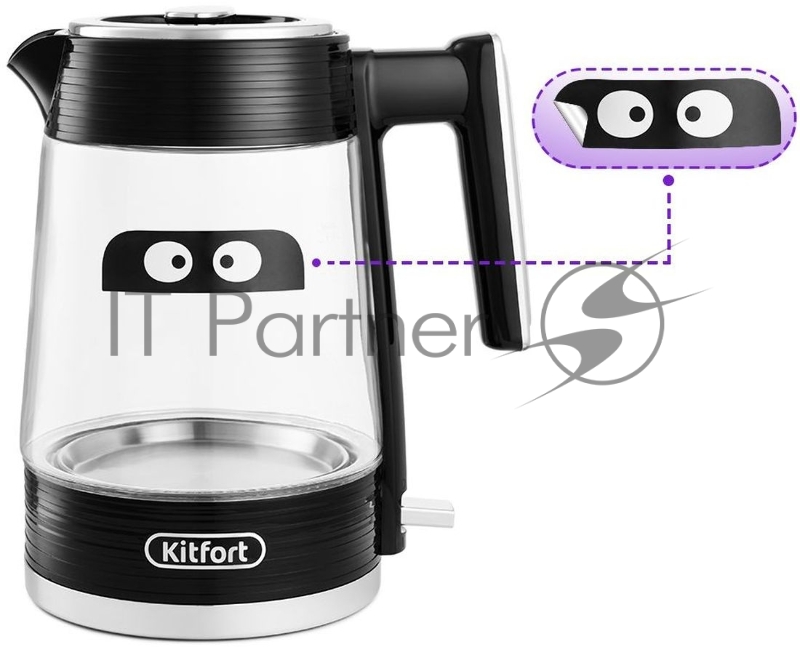 Чайник электрический Kitfort КТ-6141 1.7л. 2200Вт черный (корпус: стекло)