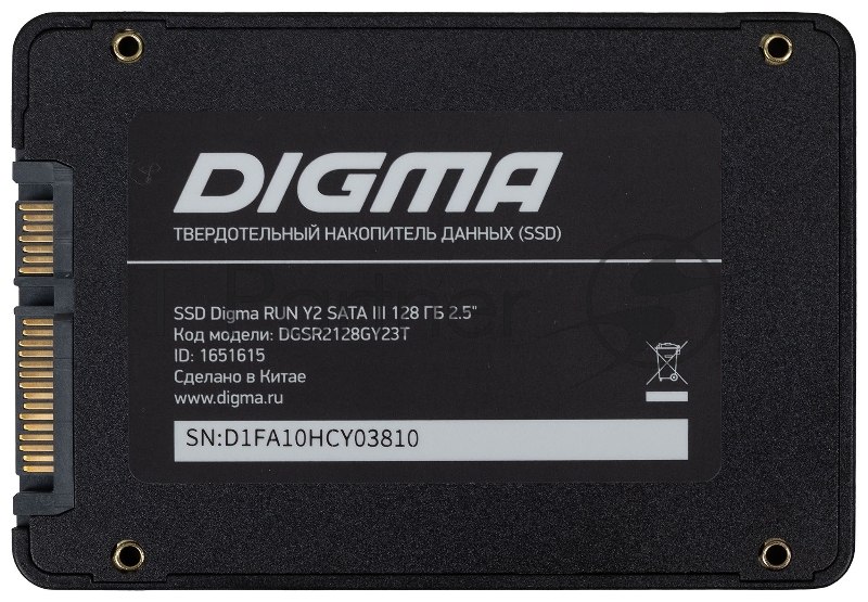 Накопитель SSD Digma SATA III 128Gb DGSR2128GY23T Run Y2 2.5