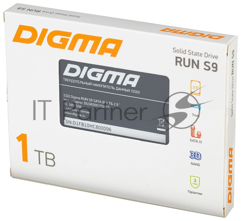Накопитель SSD Digma SATA III 1Tb DGSR2001TS93T Run S9 2.5