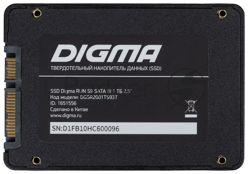 Накопитель SSD Digma SATA III 1Tb DGSR2001TS93T Run S9 2.5