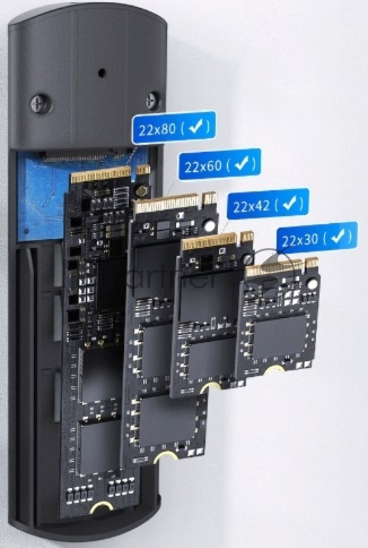 Внешний бокс M.2 NVMe/SATA SSD Netac WH31 NT07WH31-32CA слайд алюминиевый корпус, совместим 2280/2260/2242/2230, серебристый