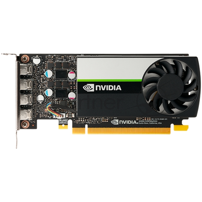Видеокарта PNY GPU NVIDIA VCNT1000-8GB-SB PCI-Express 3.0 x16, LP8 GB GDDR6 128-bit, 4x Mini DP 1.4, 1x LP bracket.