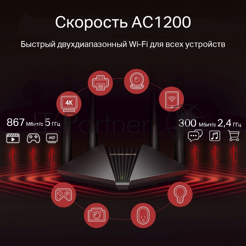 Двухдиапазонный гигабитный Wi-Fi роутер Mercusys MR1200G AC1200