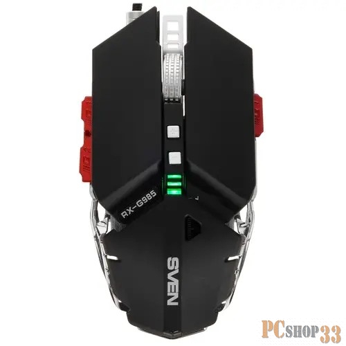 Игровая мышь SVEN RX-G985 чёрно-серая (USB, 8 кнопок, 5400 dpi, SoftTouch, RGB-подсветка)