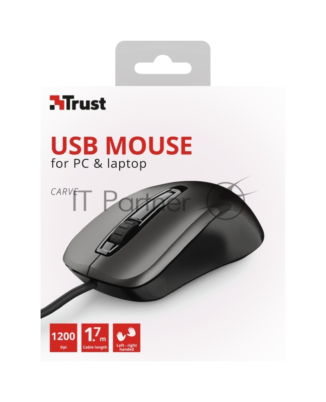 Проводная мышь Trust CARVE WIRED MOUSE
