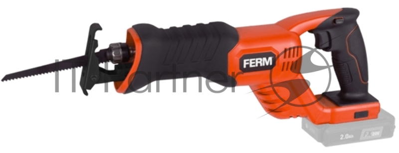Аккумуляторная сабельная пила FERM RSM1022 Li-Ion 20 В Компл. Solo (без акк. и ЗУ), 0-3000 об.мин., угол наклона -45+45, макс.толщина пиления дерева - 225 мм., металл - 10 мм., длина хода 23 мм., система быстрой смены полотна, защита от запуска, 3 ш