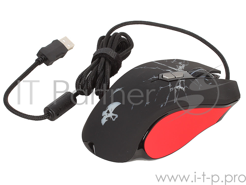 Клавиатуры, мыши Jet.A GERYON JA-GH21 Black&Red USB {Проводная игровая мышь, 500-4000dpi, 8 программ. кнопок + кнопка перекл. профилей + запись макросов, LED-подсветка, кабель 1.8м}