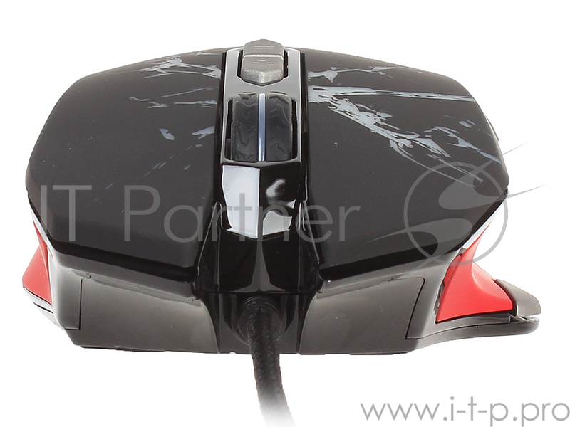 Клавиатуры, мыши Jet.A GERYON JA-GH21 Black&Red USB {Проводная игровая мышь, 500-4000dpi, 8 программ. кнопок + кнопка перекл. профилей + запись макросов, LED-подсветка, кабель 1.8м}