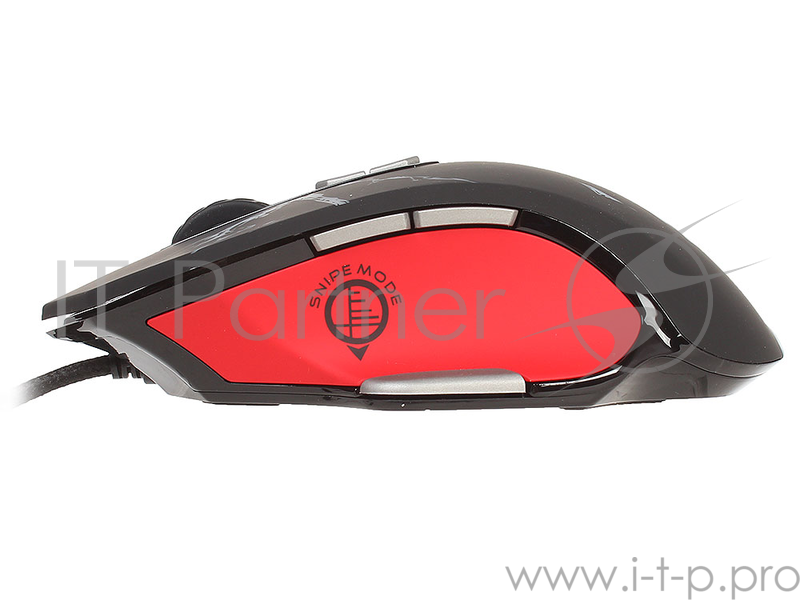 Клавиатуры, мыши Jet.A GERYON JA-GH21 Black&Red USB {Проводная игровая мышь, 500-4000dpi, 8 программ. кнопок + кнопка перекл. профилей + запись макросов, LED-подсветка, кабель 1.8м}