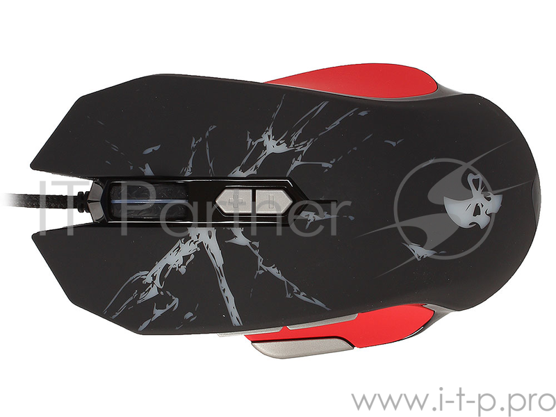 Клавиатуры, мыши Jet.A GERYON JA-GH21 Black&Red USB {Проводная игровая мышь, 500-4000dpi, 8 программ. кнопок + кнопка перекл. профилей + запись макросов, LED-подсветка, кабель 1.8м}