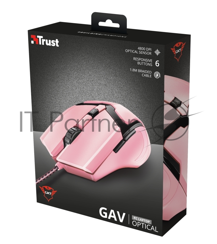 Проводная мышь Trust GXT101P GAV MOUSE PINK
