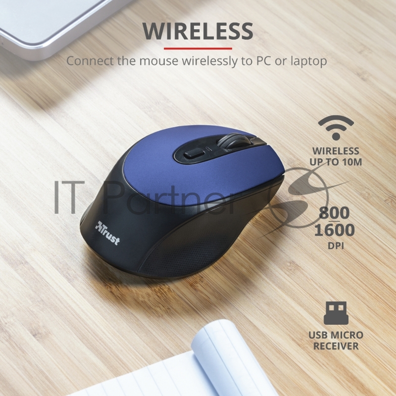 Мышь беспроводная Trust ZAYA WRL RCHRGABLE MOUSE BLU