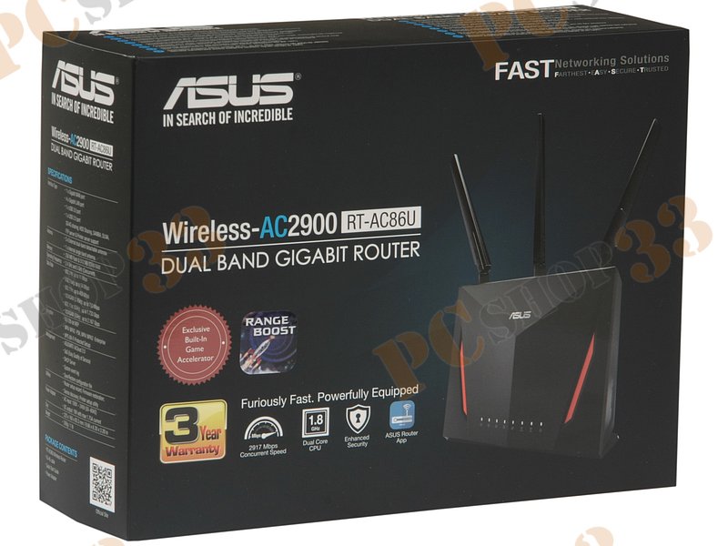 Беспроводной маршрутизатор ASUS RT-AC86U WiFi 2.1Гбит/сек. + 4 порта LAN 1Гбит/сек. + 1 порт WAN 1Гбит/сек. + 1 порт USB2.0 + 1 порт USB3.0