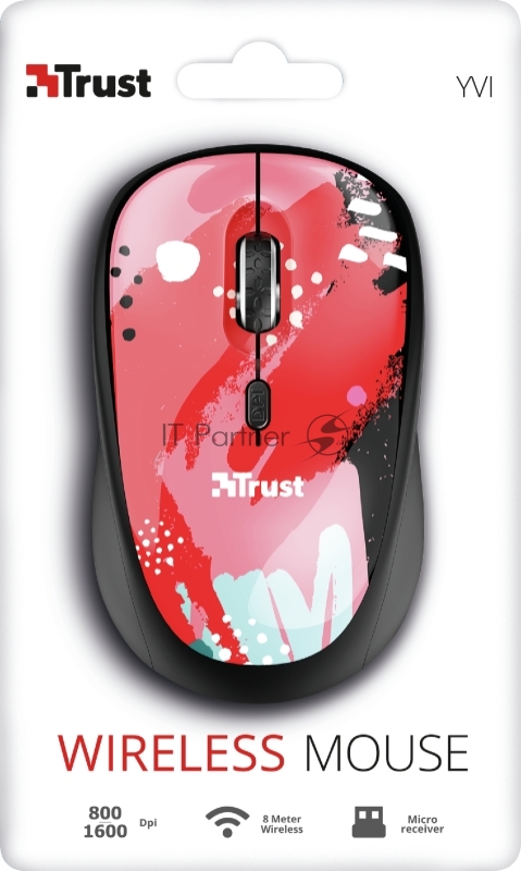 Мышь беспроводная Trust YVI WIRELESS MOUSE RED BRUSH