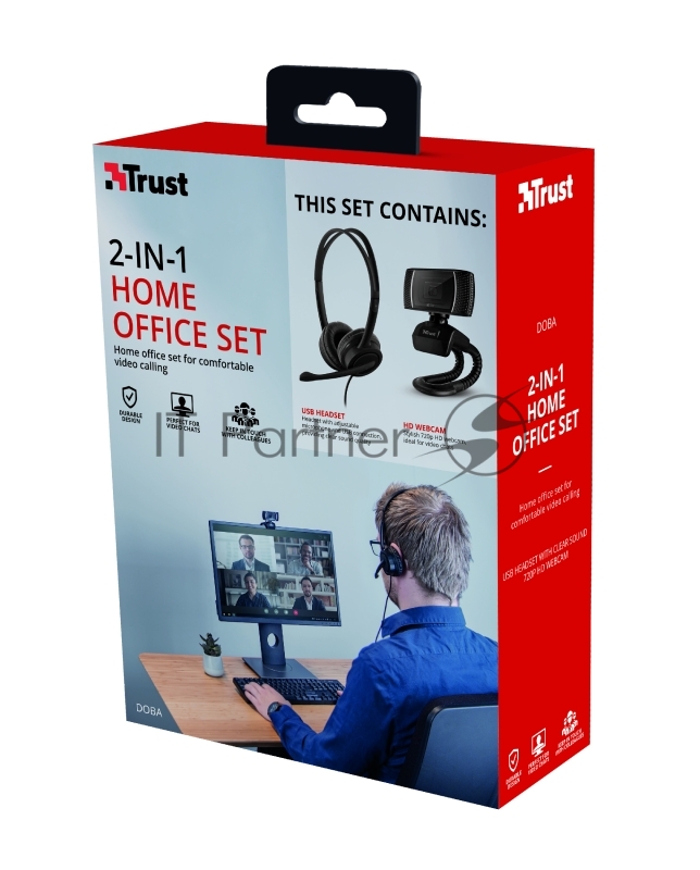 Комплект Гарнитура + веб-камера Trust DOBA 2 IN 1 HOME OFFICE SET