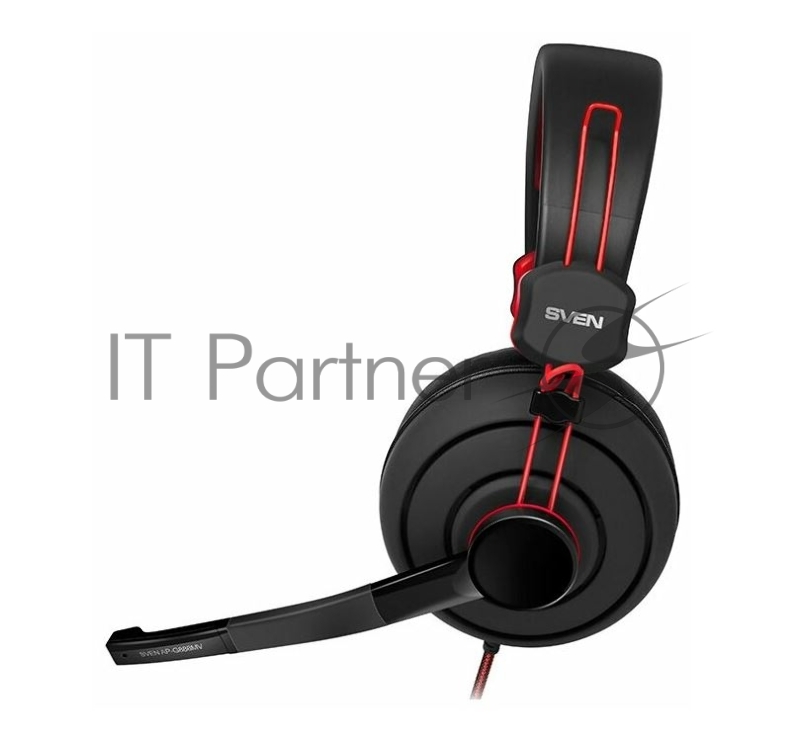 SVEN AP-G888MV Игровые наушники с микрофоном черно-красные (40 мм, mini jack 3.5 мм, ПУ)