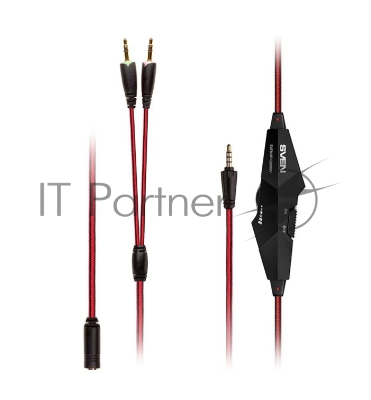 SVEN AP-G888MV Игровые наушники с микрофоном черно-красные (40 мм, mini jack 3.5 мм, ПУ)