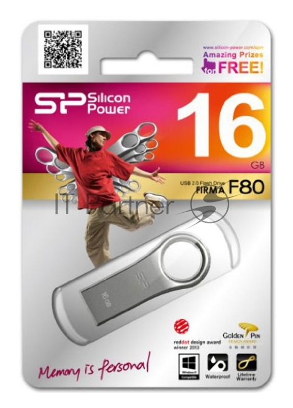 Флеш Диск Silicon Power 16Gb Firma F80 SP016GBUF2F80V1S USB2.0 серебристый