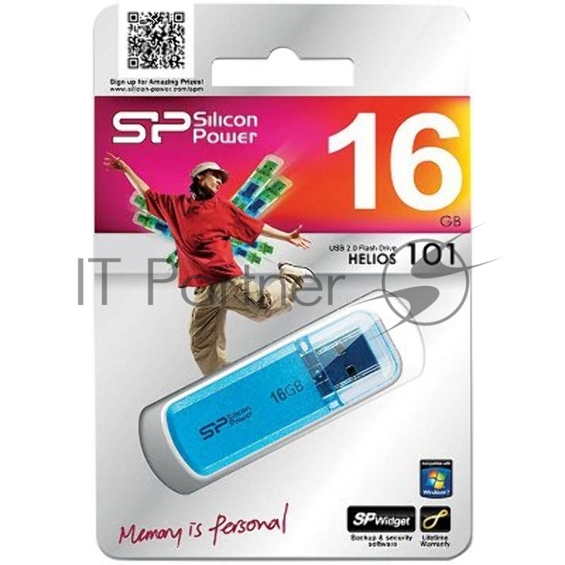 Флеш Диск Silicon Power 16Gb Helios 101 SP016GBUF2101V1B USB2.0 синий