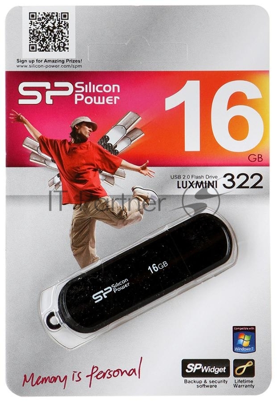 Флеш Диск Silicon Power 16Gb LuxMini 322 SP016GBUF2322V1K USB2.0 черный