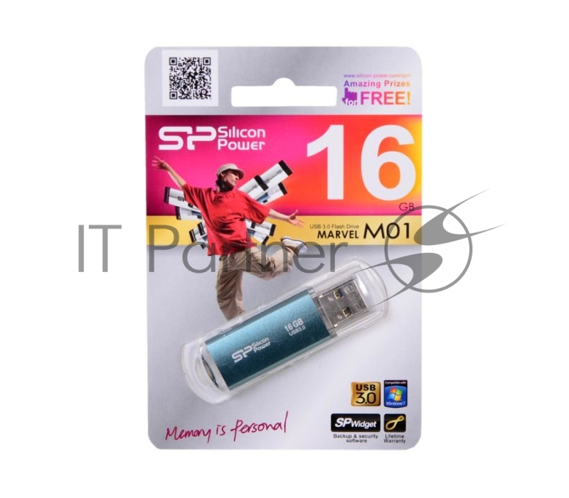 Флеш Диск Silicon Power 16Gb Marvel M01 SP016GBUF3M01V1B USB3.0 синий