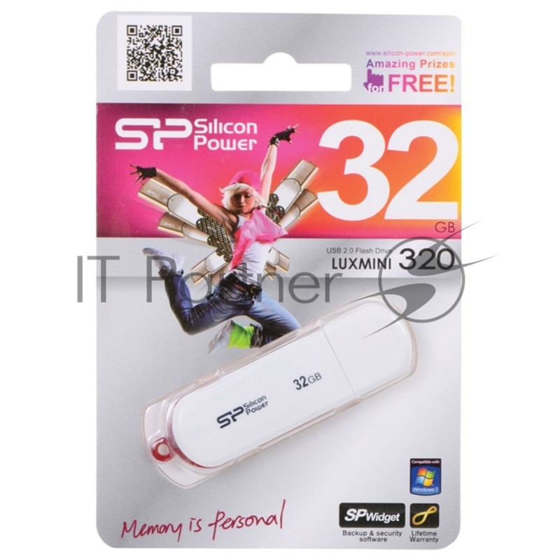 Флеш Диск Silicon Power 32Gb LuxMini 320 SP032GBUF2320V1W USB2.0 белый