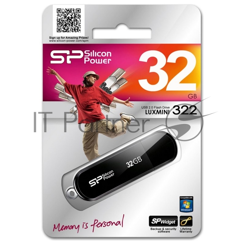 Флеш Диск Silicon Power 32Gb LuxMini 322 SP032GBUF2322V1K USB2.0 черный