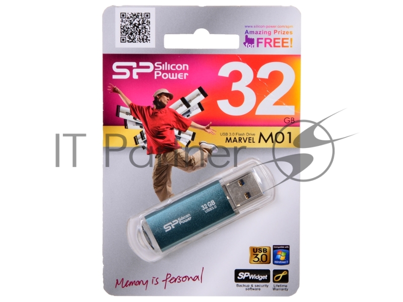 Флеш Диск Silicon Power 32Gb Marvel M01 SP032GBUF3M01V1B USB3.0 синий