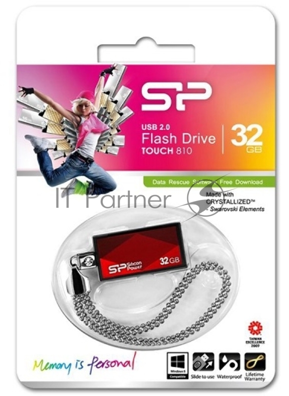Флеш Диск Silicon Power 32Gb Touch 810 SP032GBUF2810V1R USB2.0 красный