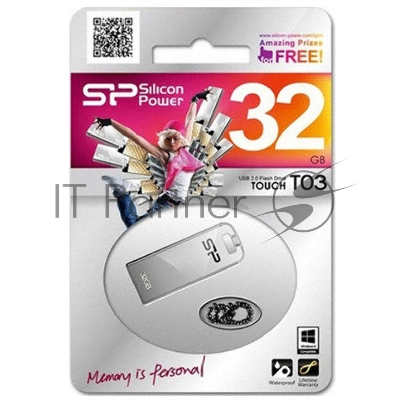Флеш Диск Silicon Power 32Gb Touch T03 SP032GBUF2T03V1F USB2.0 серебристый
