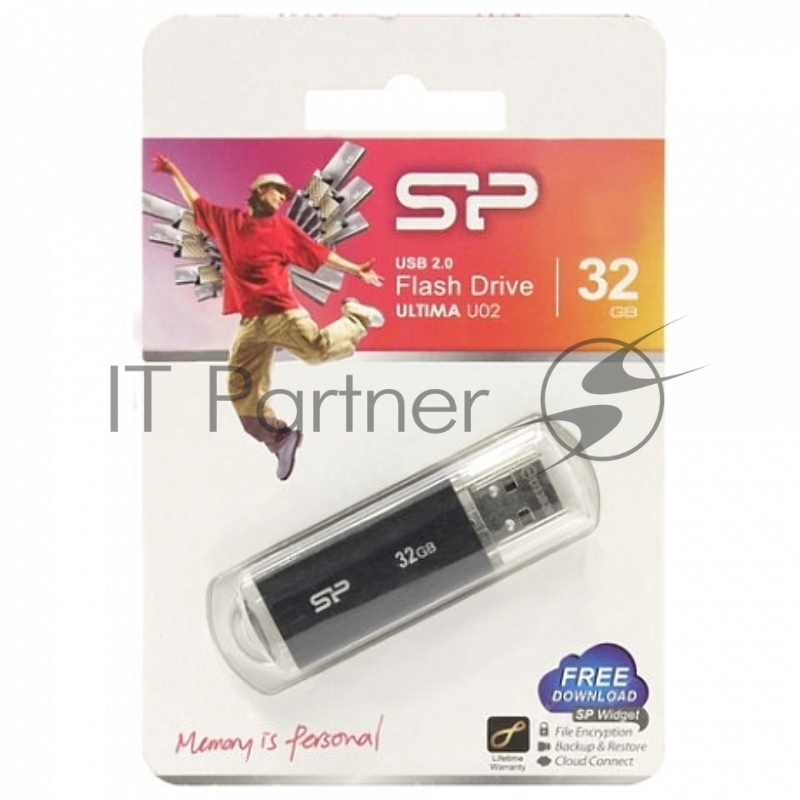 Флеш диск 32Gb Silicon Power Ultima U02 (SP032GBUF2U02V1K), USB2.0, Black