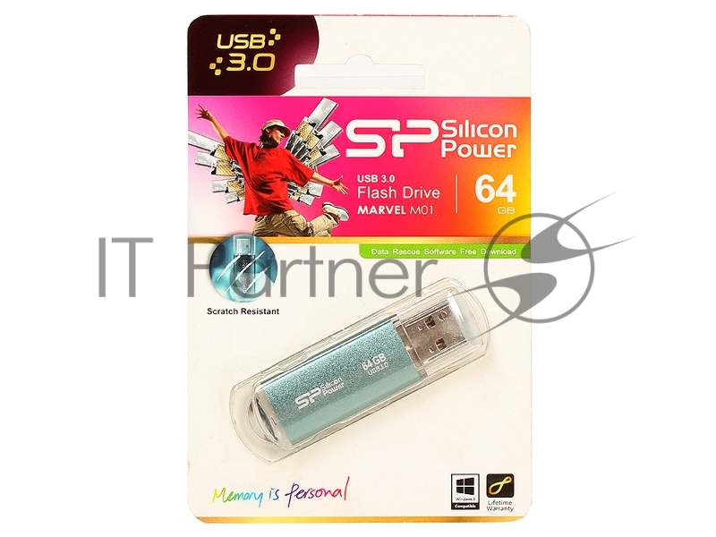 Флеш Диск Silicon Power 64Gb Marvel M01 SP064GBUF3M01V1B USB3.0 синий