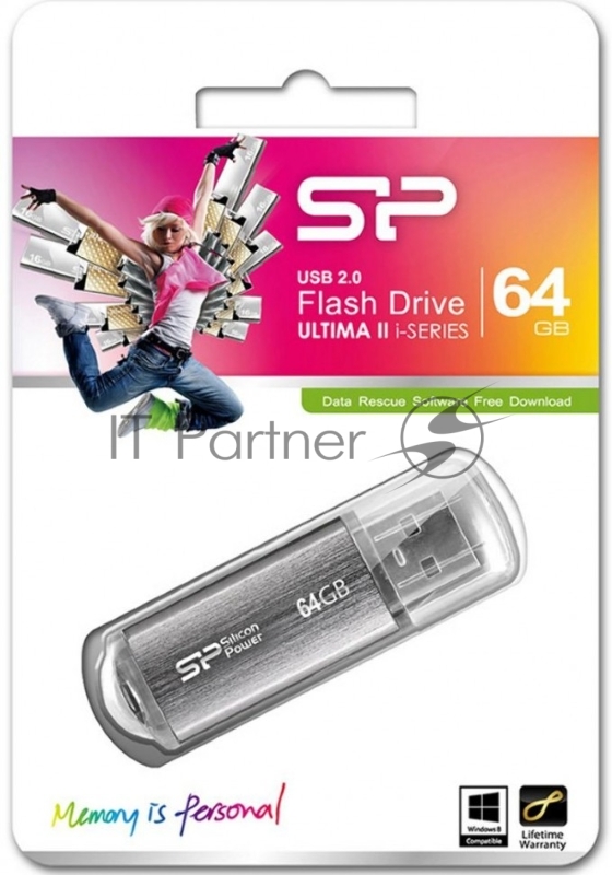 Флэш Диск Silicon Power USB Drive 64Gb Ultima II SP064GBUF2M01V1S {USB2.0, Silver}