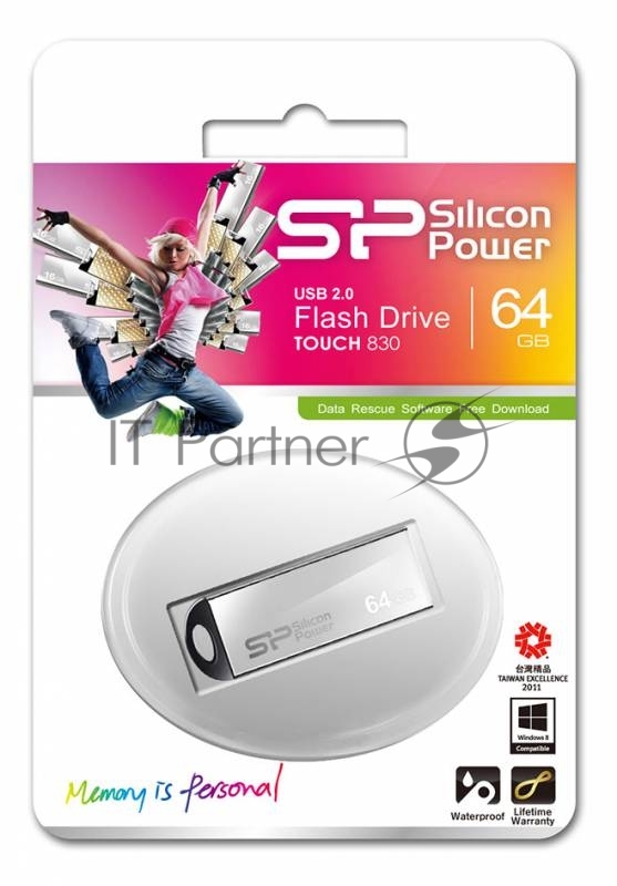 Носитель информации Silicon Power USB Drive 64Gb Touch 830 SP064GBUF2830V1S {USB2.0, Silver}