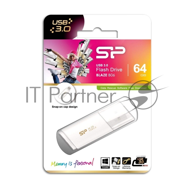 Флеш накопитель 64Gb Silicon Power Blaze B06, USB 3.0, Белый