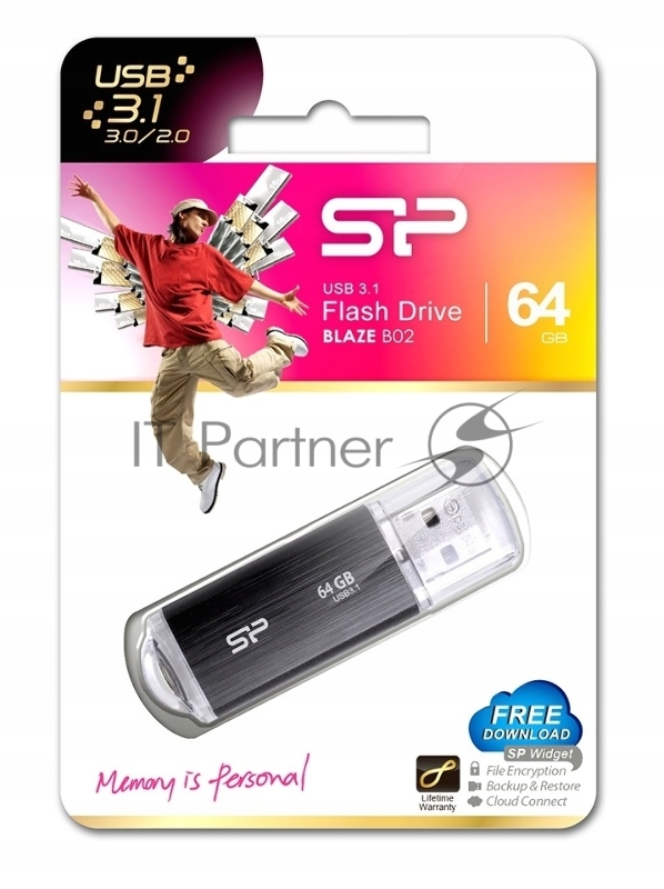 Внешний накопитель 64GB USB Drive <USB 3.0> Silicon Power Blaze B02 Black (SP064GBUF3B02V1K)