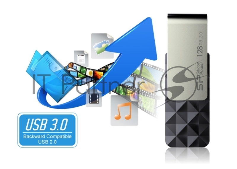 Флеш Диск Silicon Power 128Gb Blaze B30 SP128GBUF3B30VSK USB3.0 черный