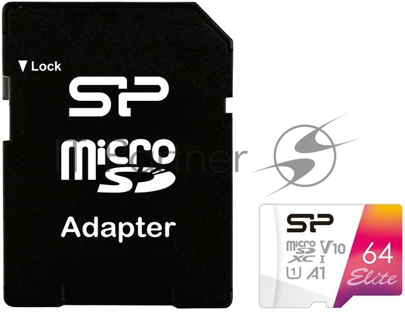 Флеш карта microSD 64GB Silicon Power Elite A1 microSDXC Class 10 UHS-I U3 100 Mb/s (SD адаптер)
