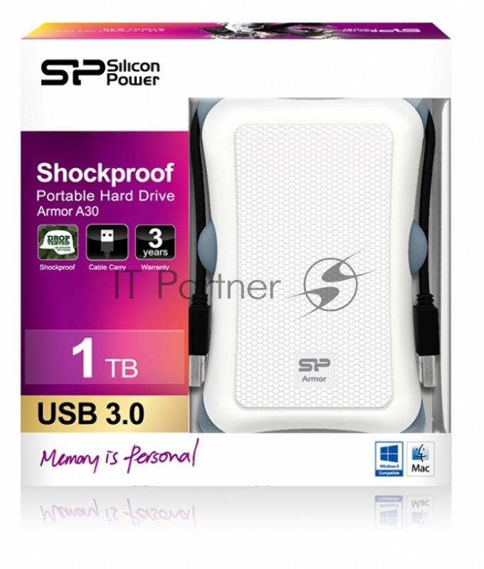Внешний Жесткий диск Silicon Power USB 3.0 1Tb A30 SP010TBPHDA30S3W Armor 2.5 белый