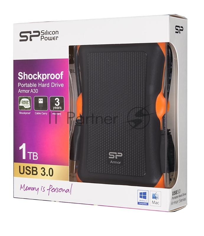 Внешний Жесткий диск Silicon Power USB 3.0 1Tb A30 SP010TBPHDA30S3K Armor 2.5 черный