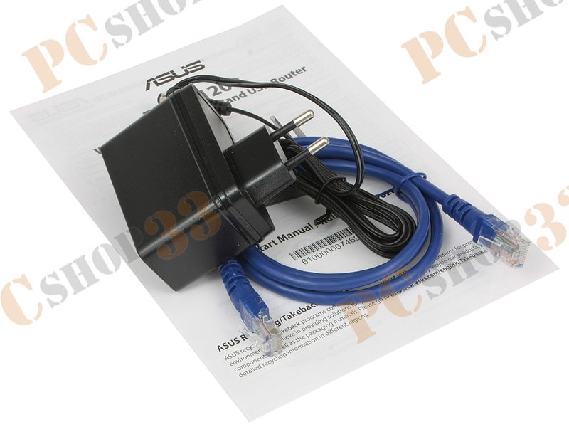 Беспроводной маршрутизатор ASUS RT-AC1200 WiFi 867Мбит/сек. + 4 порта LAN 100Мбит/сек. + 1 порт WAN 100Мбит/сек. + 1 порт USB2.0